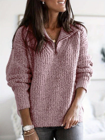 2025 Autumn Winter Zipper Pullover Long Sleeve Sweater Coat for Women