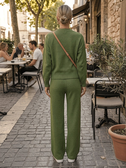 Women's Brick Red Knit High-Waist Long-Sleeve Pants - product view 14