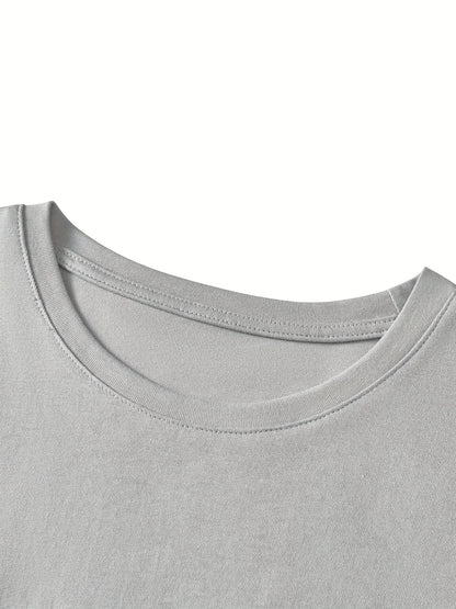 4pcs Men's Summer Cotton Solid Color T-shirt Lightweight Round Neck T-shirt Tops, Daily Casual for Summer Sports-5001