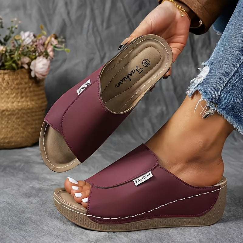 Lady Elegant Comfort Arch Support Sandals - Lady Solid Color Sandals - Breathable, Soft Sole, Fashionable, Versatile, Daily Wear, Casual Terrace, Elegant, Lightweight Summer Fashion Heeled Sandals