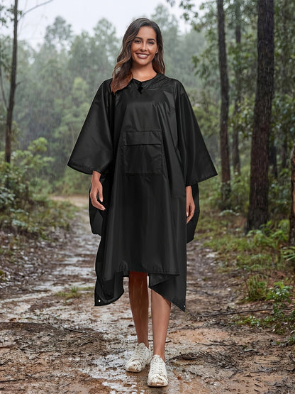 3-In-1 High Quality Hooded Rain Poncho with Side Pockets - Durable Polyester, Windproof for Outdoor Activities Like Camping, Hiking & Cycling
