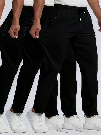 Summer Men'S 3pcs Multi-color Pants, Lightweight, Stretchy, Quick-drying Design, Suitable For Running, Rock Climbing, And Outdoor Activities, Cool, Breathable, Sporty, And Fashionable Style.