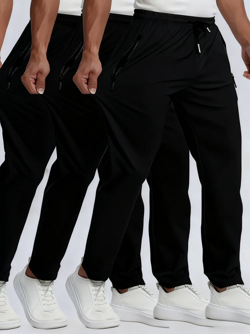 Summer Men'S 3pcs Multi-color Pants, Lightweight, Stretchy, Quick-drying Design, Suitable For Running, Rock Climbing, And Outdoor Activities, Cool, Breathable, Sporty, And Fashionable Style.