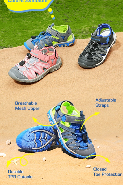 Boys Girls Closed-Toe Outdoor Summer Stylish and Comfortable Fashion Sandals Outdoor Walking Fashion Outdoor Shoes Little Kid/Big Kid Quick On and Off Suitable for Different Occasions