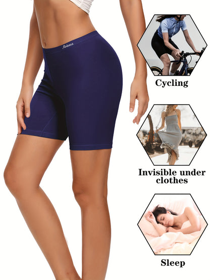 Molasus Womens Cotton Boxer Shorts Underwear Anti Chafing Bike Shorts Pack of 4