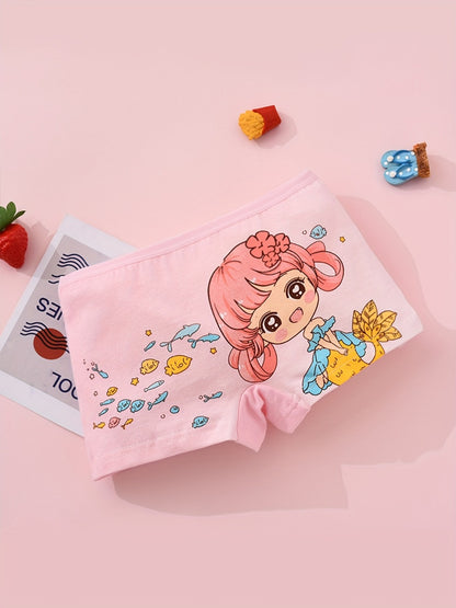 10-Pack Girls' Cotton Briefs - Cute Mermaid and Ocean Prints