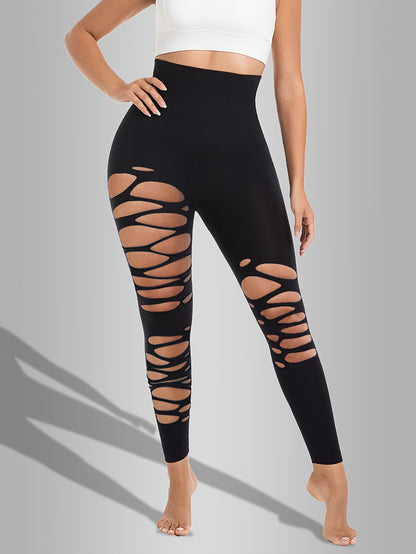 Women's Hollow Out High-Waisted Tummy Control Yoga Leggings - 7/8 Length Butt-Lifting Seamless Workout Pants with 4-Way Stretch, All-Season Casual & Exercise Pants for Women, Yoga Pants, Comfortable Fitness Attire
