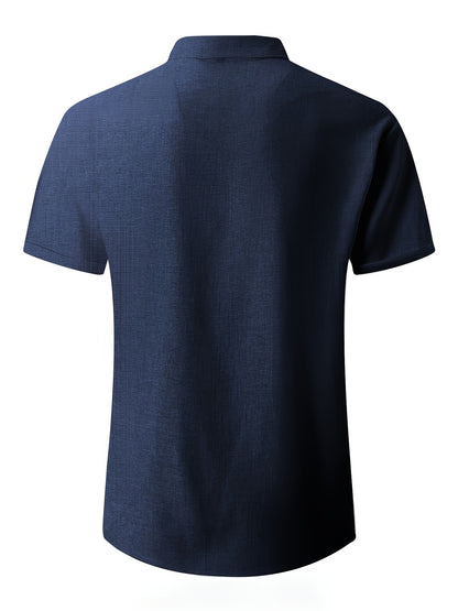 Men's Plus Size Double Placket Short Sleeve High Quality Shirt, Suitable for All Seasons, Home Short Sleeve Turn Collar Shirt, PLUS SIZE