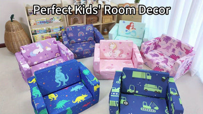Kids Fold-Out Sofa - 2-in-1 Toddler Reading Lounger