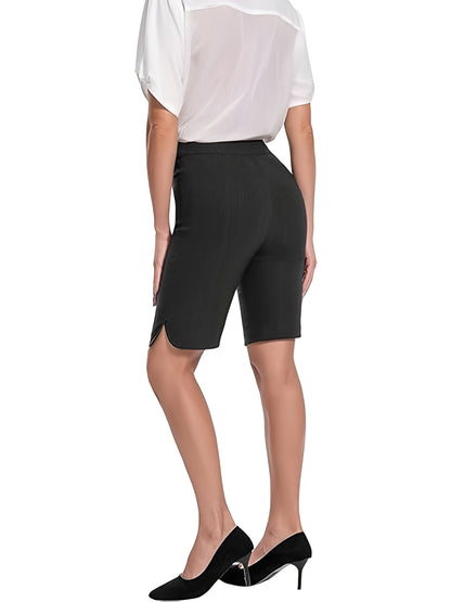 High-Waisted Work Shorts for Women with a Tulip Hem, Featuring Pockets And a Stretchy Fit, Perfect for Casual And Elegant Summer Wear