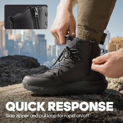 Men's Side-Zip Tactical Boots - Canvas Upper and EVA Insole