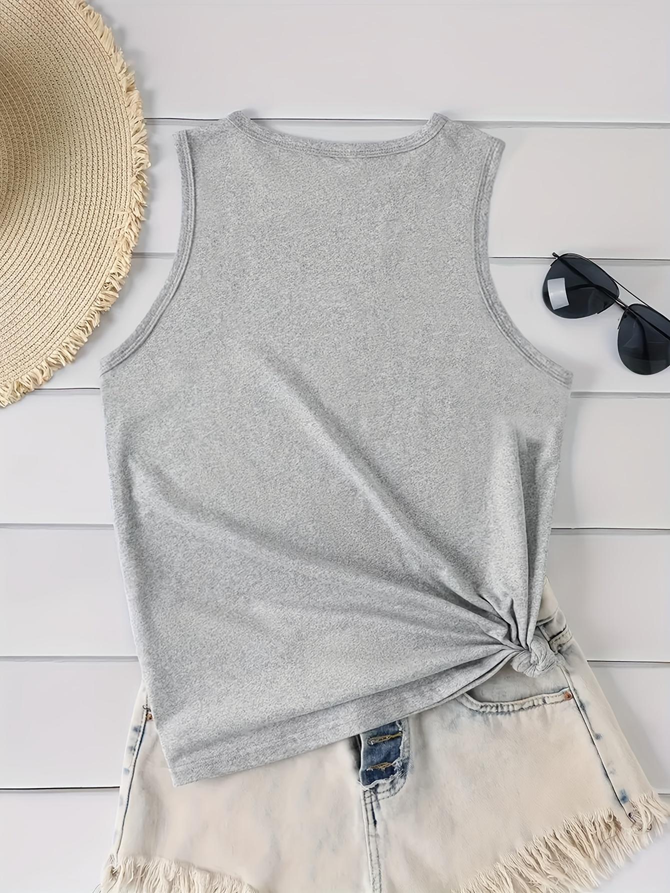 Plus Size, Plus Size Casual Vneck Sleeveless White Tshirt with American Flag 250th Anniversary Print, Perfect for Home, Outdoors, or Gifting| Ideal for Valentine's Day, and More