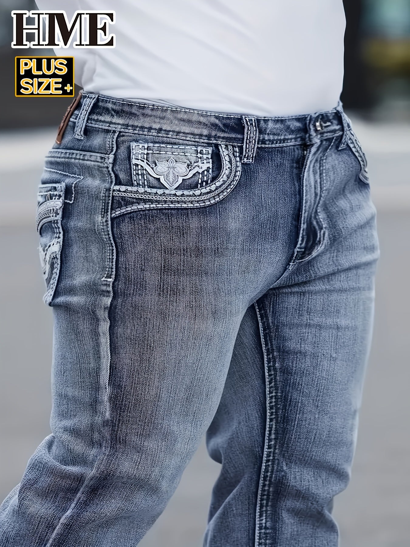 Larger Size Men's Jeans XL-6XL Business Casual Versatile Slim Straight Pants Classic Retro Style High Waist And Big Stretch Trendy And Comfortable Outdoor Travel Trousers Extra Large Size, PLUS SIZE