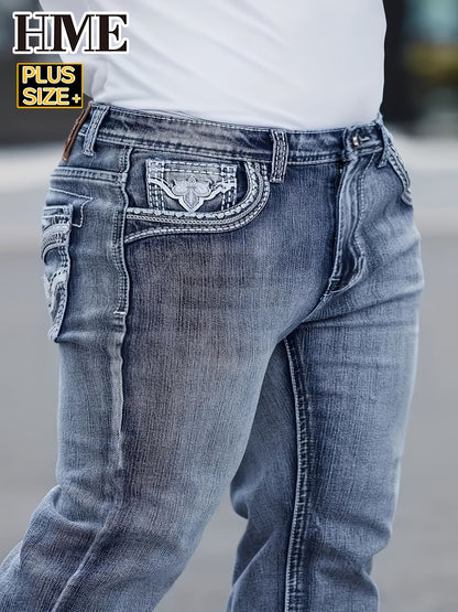 Larger Size Men's Jeans XL-6XL Business Casual Versatile Slim Straight Pants Classic Retro Style High Waist And Big Stretch Trendy And Comfortable Outdoor Travel Trousers Extra Large Size, PLUS SIZE