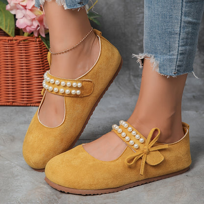 Women's Bow Mary Jane Shoes Round-toe Closure Design Soft Sole for Comfort Versatile Footwear for Casual And Formal Occasions Year-round, Women Shoes