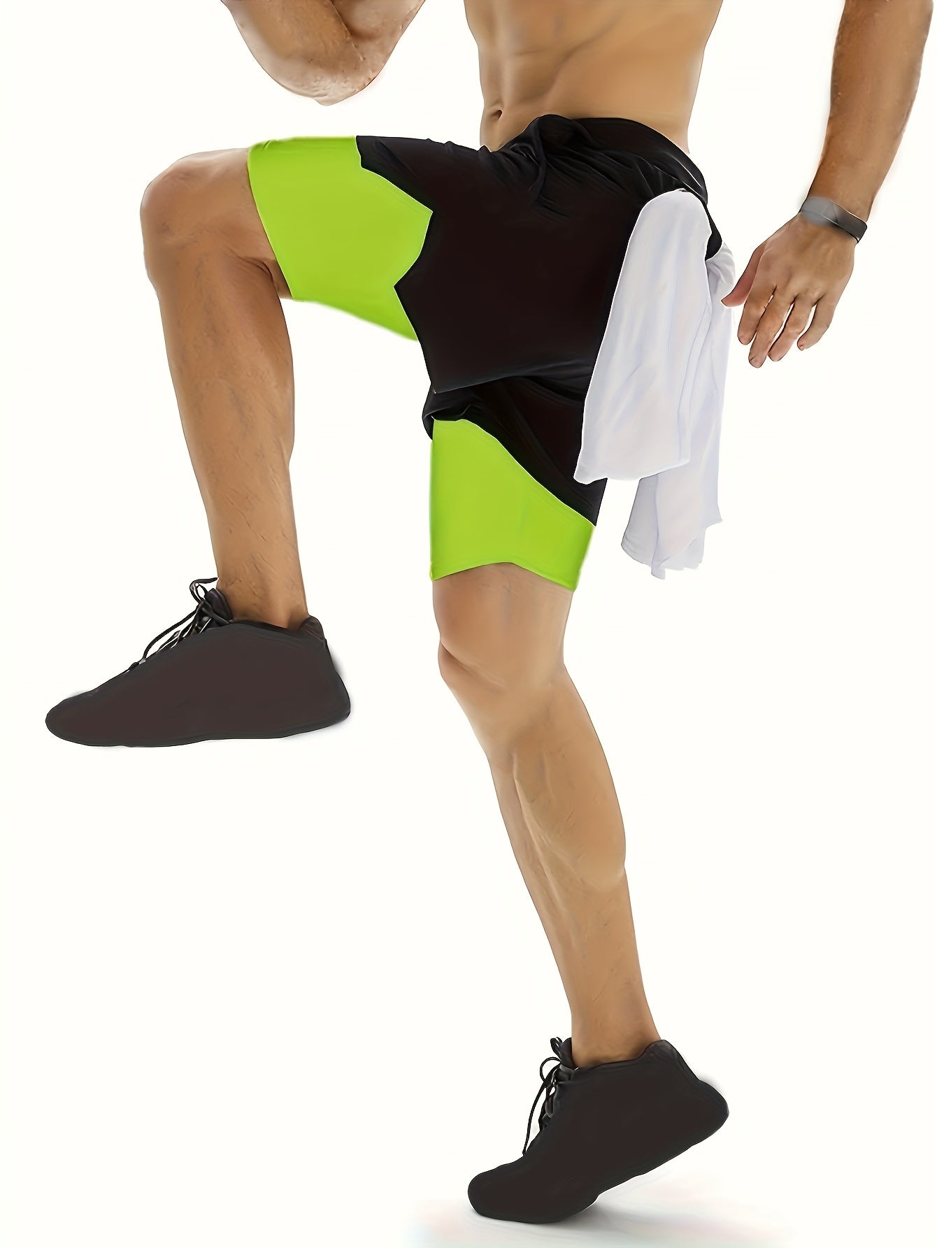 3pcs Men's 2-in-1 Double-layer Shorts with Inner Pocket, High Stretch Sports Shorts, Suitable for Summer Running, Gym Exercise And Training