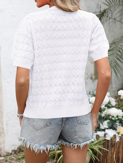 Lightweight Crocheted Short Cardigan for Women Featuring Puff Sleeves; a Breathable, Comfy, And Versatile Top Ideal for Spring And Summer