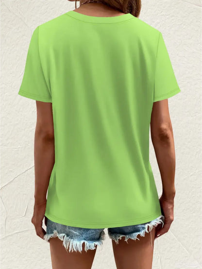 Plus Size, Plus Size Comfortable Short Sleeve Round Neck Top