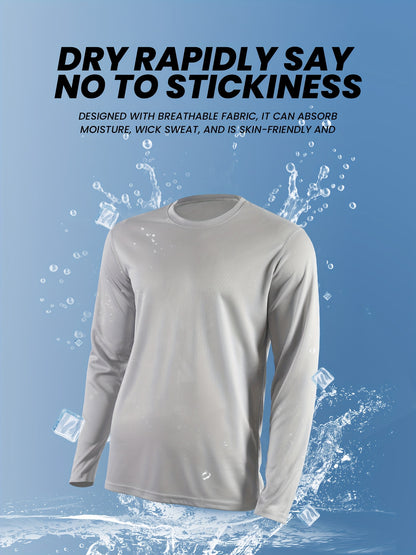 5-Pc Men'S Quick-Dry Stretch Fitness Tees | Long Sleeve Moisture Wicking Workout Shirts for Running/Gym/Cycling | Breathable Athletic Top with Comfort Fit