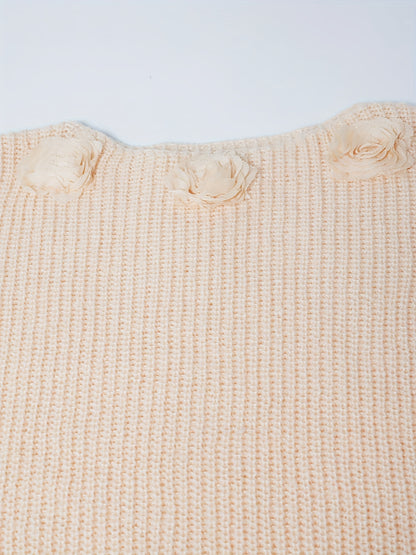 Plus Size - Plus Size - Oversized Pullover, Soft Light Yellow with Rose Lantern Sleeves, Perfect for Casual Outings And Romantic Dates