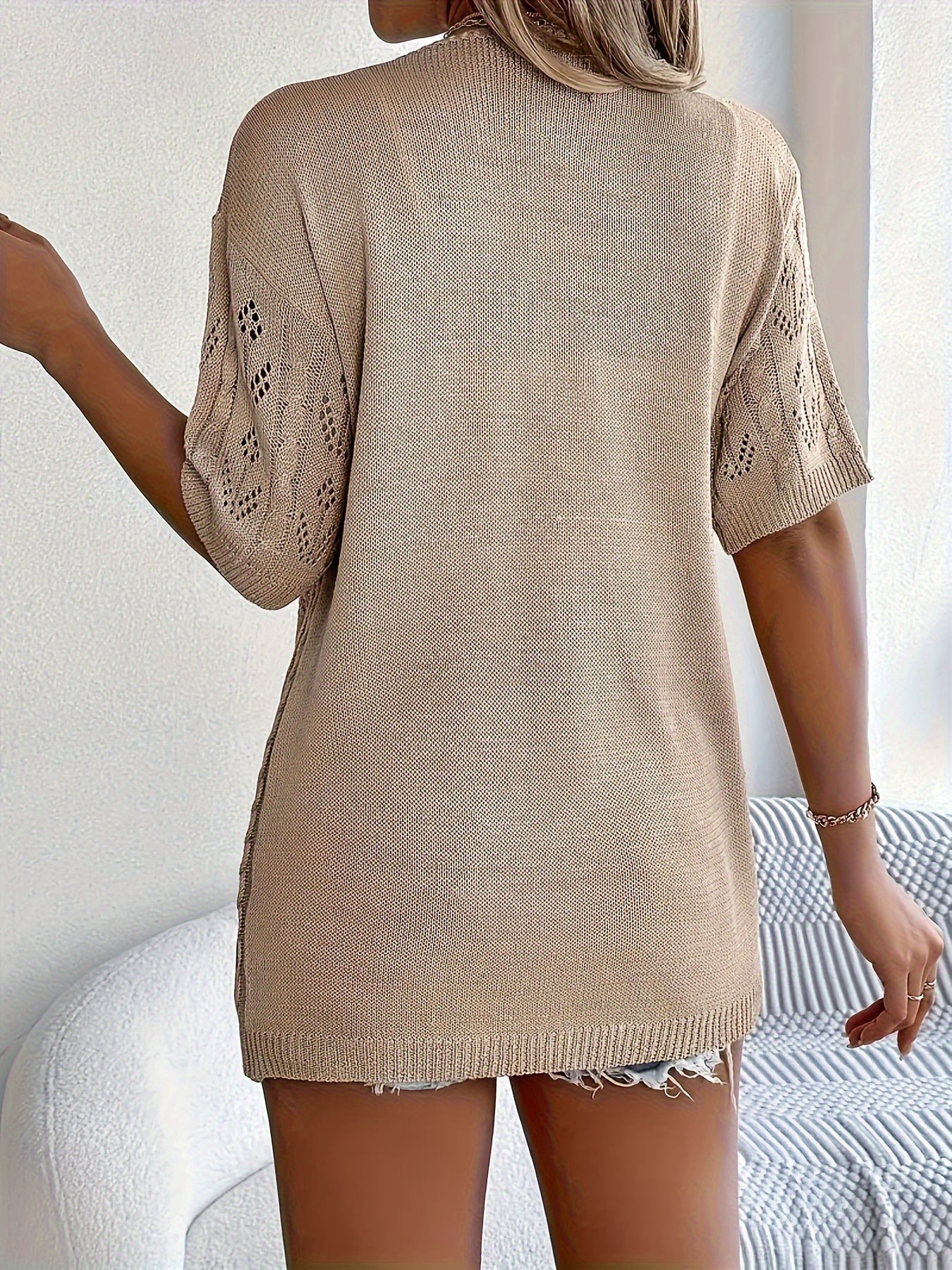 Plus Size, Plus Size Women's Lightweight Lace- Cardigan - Open Front Semi-Sheer Cover-Up with Cut-Out Design, Casual Chic Spring/Summer Beachwear for Vacation & Leisure, Summer Layering Piece | Elegant Cardigan | Elegant Craftsmanship, Lace Cardigan