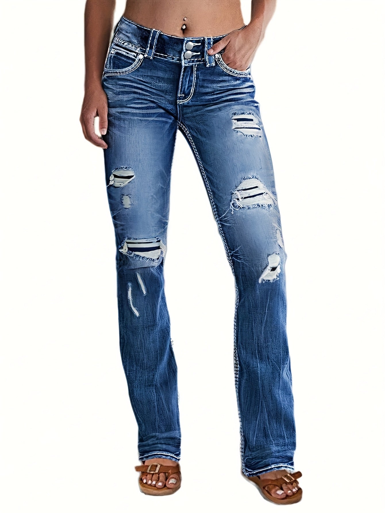 Non-stretch Multi-pocket Design, Classic Zipper Button, Fashionable Casual Versatile Jeans
