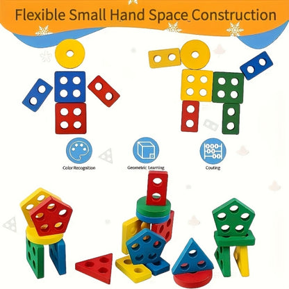 Geometric Building Blocks Toy - Colorful geometric pieces for stacking and shape play