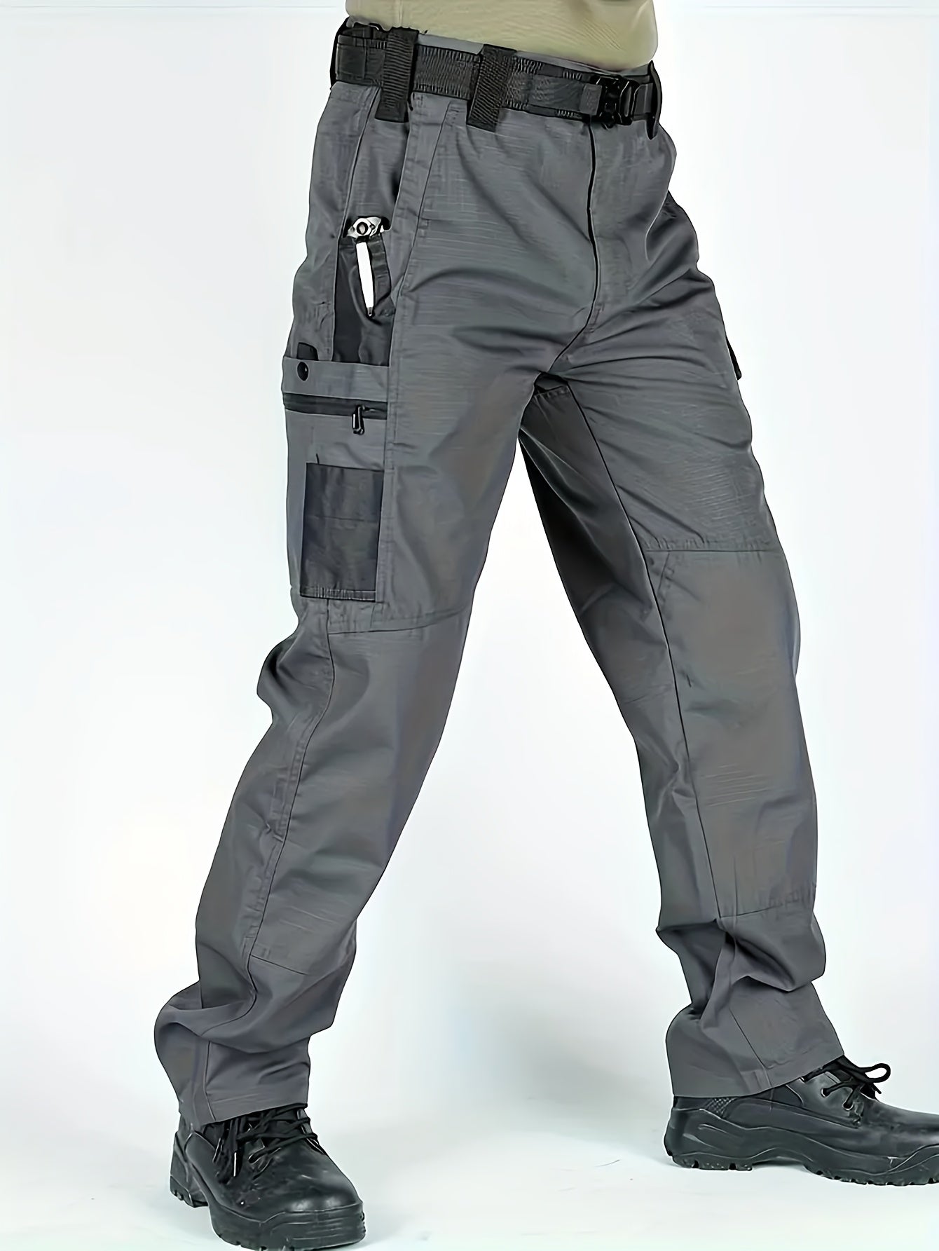 2pcs Men'S Tactical Pants - Heavy-Duty, Adjustable Belt & Multi-Pocket Design, Durable Outdoor Pants For Hiking, Hunting, Climbing, Casual Wear