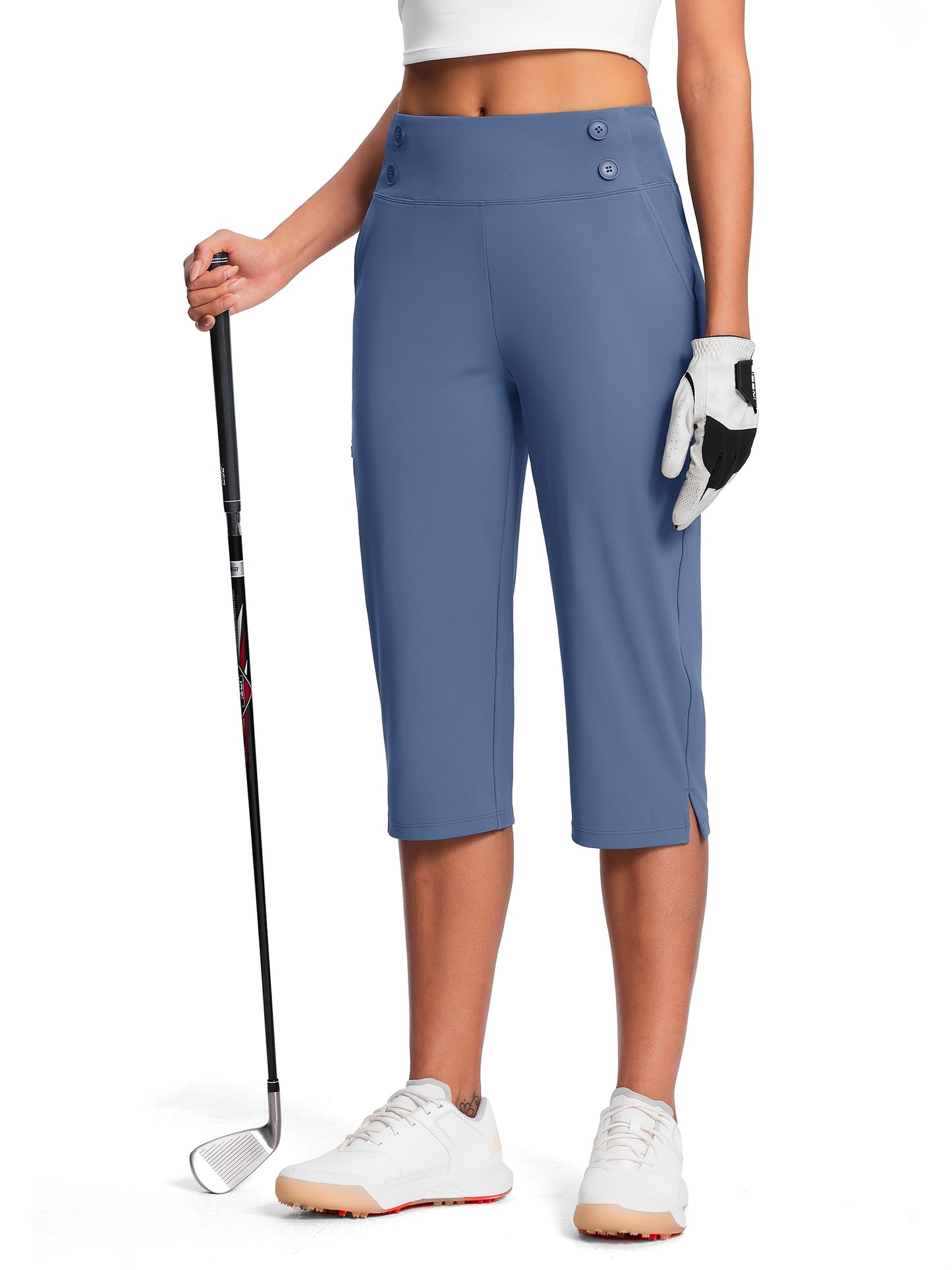 18" Dressy Capri Pants for Women High Waist Stretch Women'S Capris Pants for Summer with Pockets Work Casual