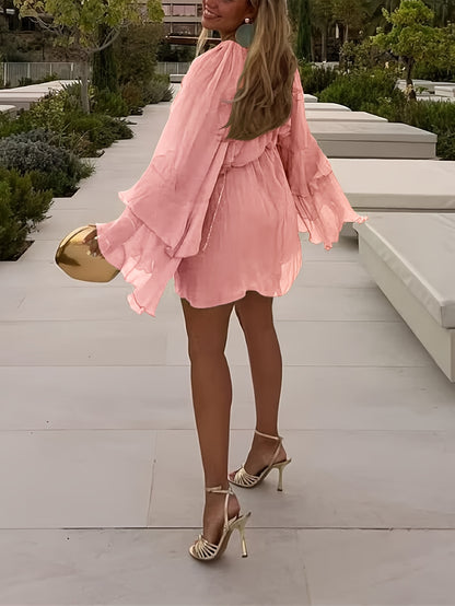 Local Elegant Chic Women's Spring Summer Chiffon Casual Vacation Layered Ruffle Loose Dress