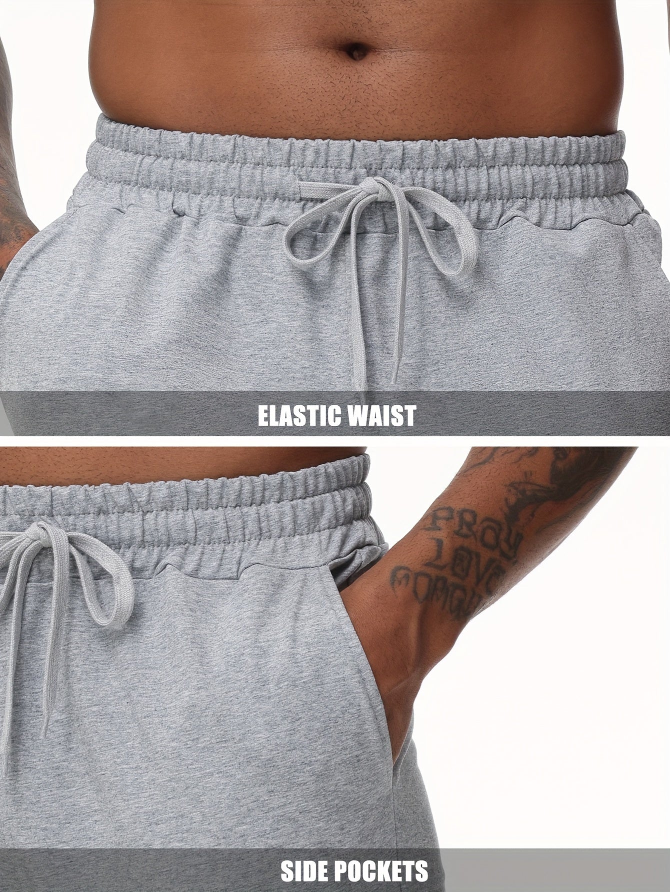 EXARUS Men'S Yoga Sweatpants Set - 2pcs, Athletic Lounge Pants with Open Bottom Straight Leg And Pockets