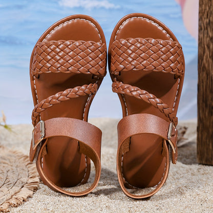 1 Pair of Girls Wearing Braided Rope Decoration Cute Vacation Casual Style Summer Comfortable Breathable Lightweight Flat Sandals