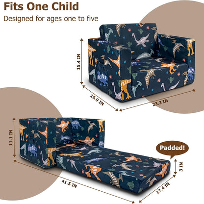 Convertible Kids Sofa Bed for Boys & Girls - Toddler Bed with Flip-Out Mechanism, Space-Saving Convertible Lounge Chair Suitable for, Daycare, Small Rooms, Frame