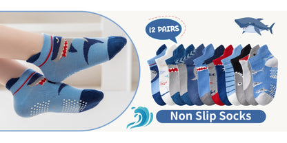 Baby Shark Grip Ankle Socks - 12-Pair Pack