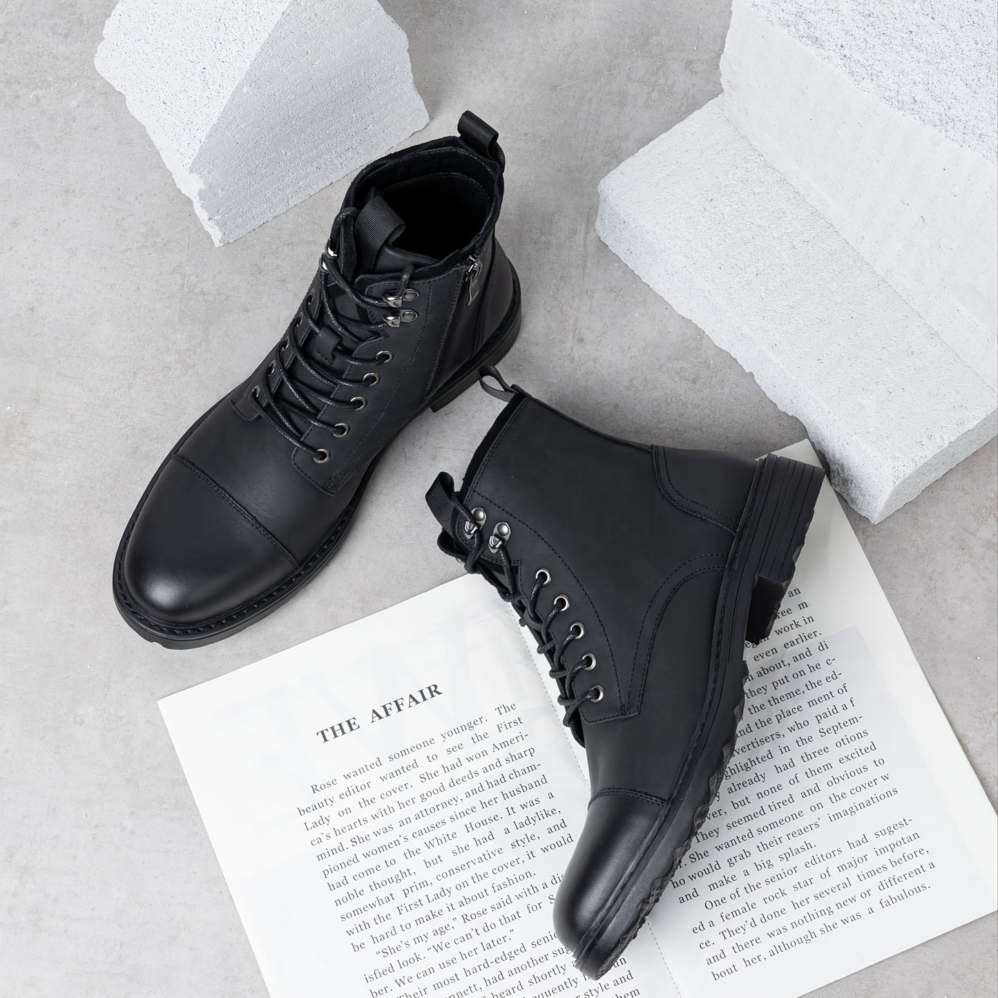 Mens Boots Motorcycle Casual Boots For Men Zipper Fashion Chukka Boots Mens