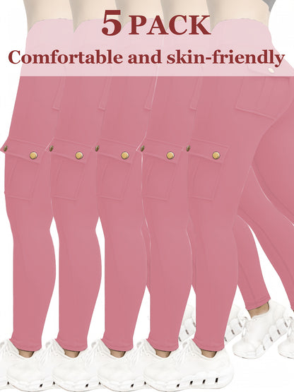 5 Pairs of Women'S Cargo Pants, Popular Products for All Seasons. Slim And Breathable Travel Pants, Quick-Drying Fabric, High-Waist Design, Four-Way Elasticity. Suitable For, Daily Wear, Work, And As Women'S Clothing for Mother'S Day