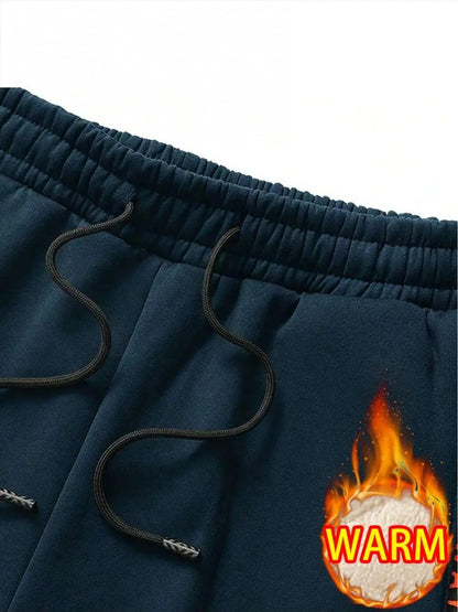 Men's Classic Retro Sports Set, -Lined Full-Zip Hoodie and Jogging Pants, Outdoor Fitness Warmth, Thickened for All Winter