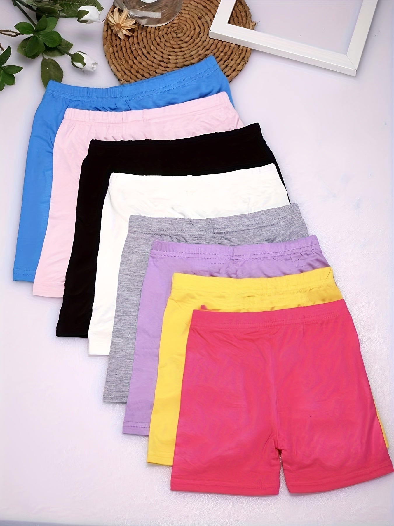 Random 8pcs Toddler Girls Biker Shorts Solid Bike Cartwheel Shorts Kids Under Dress Dance Safety Shorts