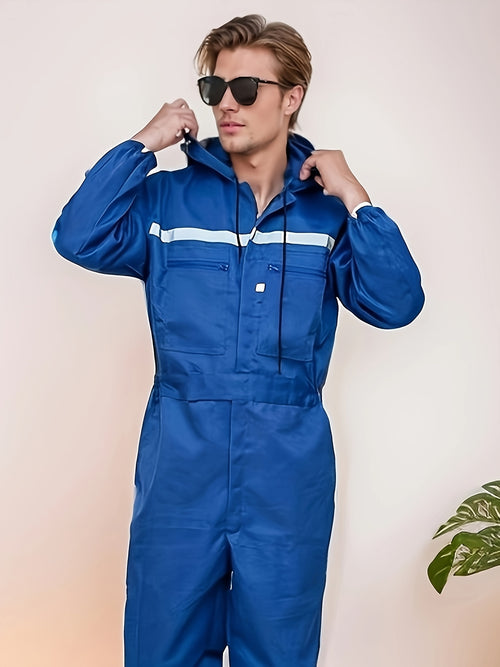 One-Piece Workwear Set with Multiple Zippered Pockets, Comfortable Fit, Machine Washable, And All-Season for Gardening, Post Office, And Auto Repair Shops