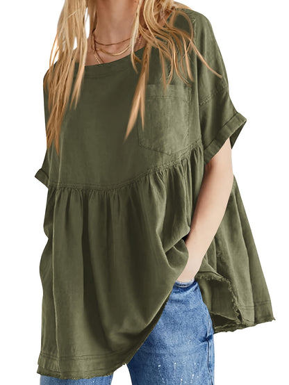 Women's Beige Oversized Short-Sleeve Shirt - product view 27