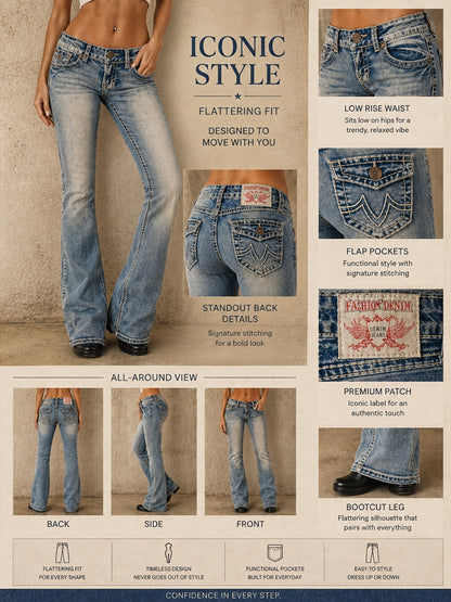 New Fashion Embroidered Jeans | High-Waist Hugging Slim Straight-Leg Pants