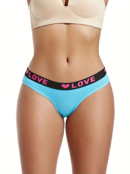 12-Pack Seamless Women'S Briefs with Simple Letter Heart Pattern, Comfortable Stretch Fabric Underwear