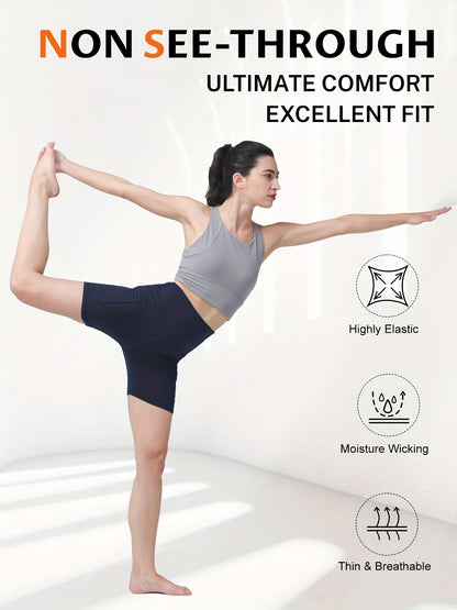 1pc Summer Women'S Yoga Shorts, Women'S Cycling Shorts, Quick Drying Sports Shorts, High Stretch Running And Fitness Shorts, Suitable For Yoga Pilates