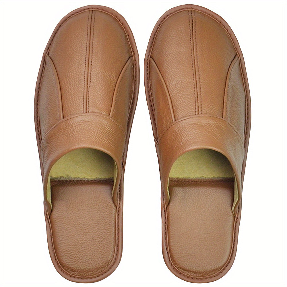 Genuine Leather Slippers Non-slip Genuine Leather Slippers Winter Spring Autumn Summer Indoor Slipper for Men Women Elderly | Casual Single Slides Shoes