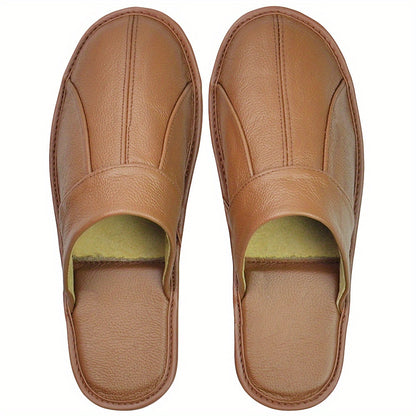 Genuine Leather Slippers Non-slip Genuine Leather Slippers Winter Spring Autumn Summer Indoor Slipper for Men Women Elderly | Casual Single Slides Shoes