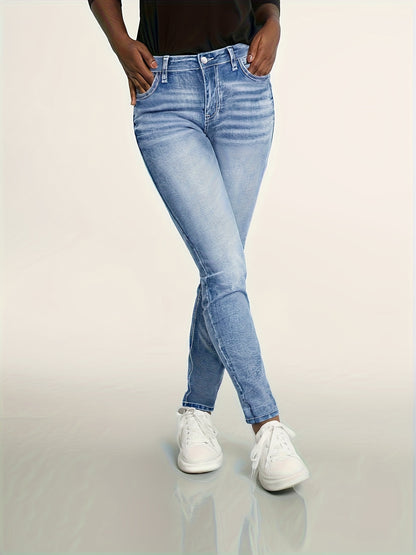 Women's Bright Steel Blue Denim High-Waist Slim-Fit Jeans - product view 8