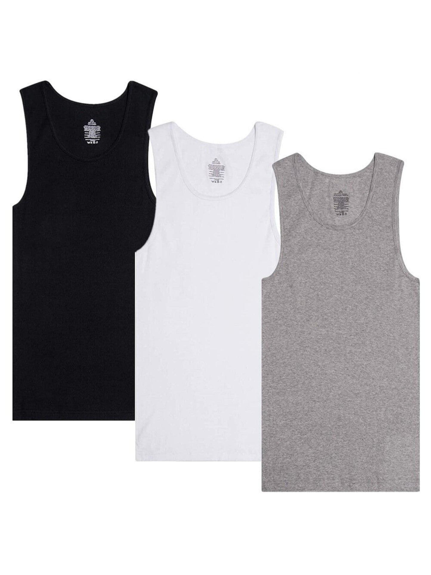 3Pcs Men's 100% Cotton Undershirt Plain Ribbed Tank Top For Daily Wear Classic Fit, Tag Free & Moisture Wicking A-Shirt