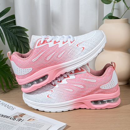 Gradient Color Air Cushion Shock-Absorbing Running Shoes, Casual And Versatile Wear-Resistant And Non-Slip Outdoor Sports Shoes, Woven Shoes, Women Shoes, Sneakers