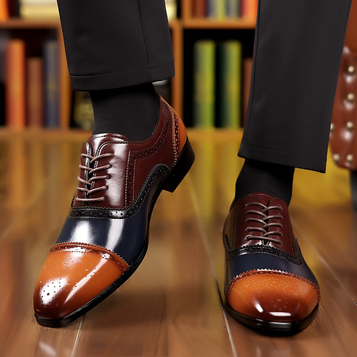 Men'S High-Quality Cap-Toe Brogue Oxford Footwear - Stylish, Comfortable & Long-Lasting - Breathable, Non-Slip, Slip-Resistant - Perfect for Office, Year-Round