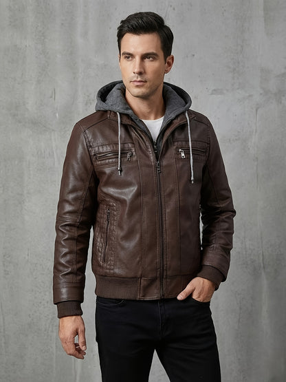 Men'S Stylish Jacket Featuring a Hood with Drawstrings, Several Zippered Pockets, Comfortable Ribbed Cuffs, Wind-Resistant for Outdoor Use, Perfect for Casual Streetwear, Suitable for Everyday Outings, And Makes an Excellent Gift